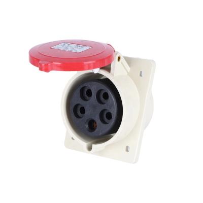 China Industrial ZNG-425 32A 5 Pin Industrial Socket 3P+N+E Angled Industrial Socket Panel Mounting for sale