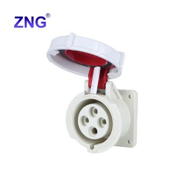 China Industrial IP67 32A4P Industrial Panel-mounted Straight Socket IEC60309 Flush-mounted Socket 3P+E for sale