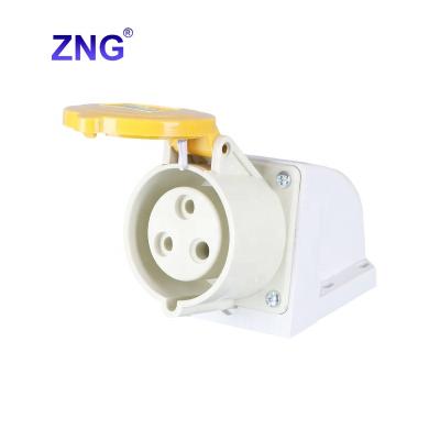 China Industrial 110V/130V 32A 2P+T Electric Industrial Socket Wall-mounted 4H 3Pin Grounding Fixed Industrial Socket-outlet for sale