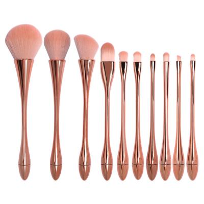 China Angular Blush Gold 10pcs Makeup Brush Set Professional Beauty Cosmetics Make Up Rose Gold Brush Tools for sale