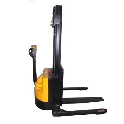 China Hotels 1.5ton full electric walkie stacker with wide spread legs adjustable legs forks equipment for sale for sale