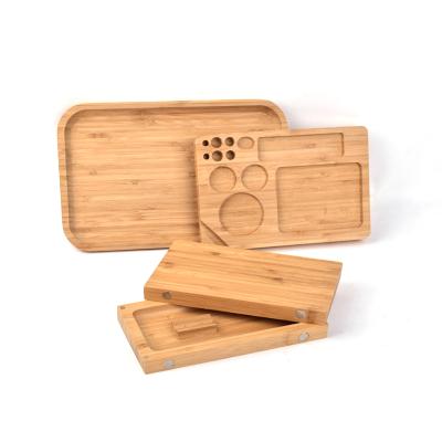 China Wooden Storage Rolling Machine Magnetic Rolling Machine Magnetic Tobacco Rolling Hand Box Stash Box Rolling Bamboo Tray Stash Box for sale