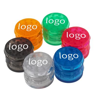 China Custom Made Custom Logo 60MM Logo With Low MOQ 4 Layers Shape Plastic Herb Herb Grinder Transparent Tobacco Drum for sale