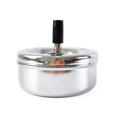 China Metal Windproof Spinning Ashtray Smoking Extinguishing Round Metal Stainless Steel Windproof Holder Spinning Spinning Ashtray With Lid for sale