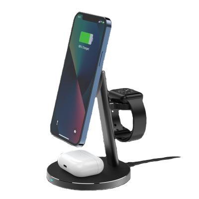 China Mobile Phone Magnetic 3 in 1 Wireless Charger Dock for Apple Mobile Phone Fast Charging Stand for sale