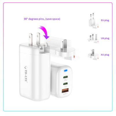 China Fast type c 65w gan charger laptop charger 3 port palladium 12V carregador 12V gan charger for MACBOOK for iphone for sale