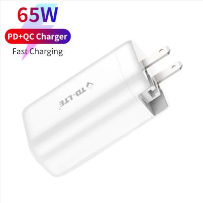 China Fast Charging Type C Wall Charger Palladium 65w Usb GaN 65w Usb Charger Amazon GaN Adapter 65w for sale