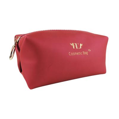 China Large Capacity High End Logo PU Gold Makeup Zipper Bags Travel Cosmetic Bag For Ladies for sale