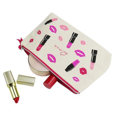 China Fashoion Wholesale Fashion Printing Lipstick Mascara Storage Travel Cotton Canvas Makeup Bags for sale