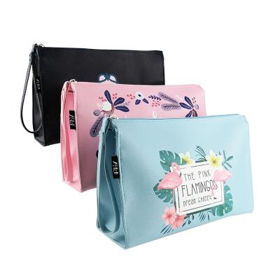 China Fashionable Portable Makeup Bag Designer Literary Flower Print Women Travel Cosmetic Bag for sale