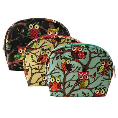 China Owl Pattern Zipper Bag Lady Make-Up Bag Eco-friendly Cosmetic Makeup Bag For Little Girl for sale