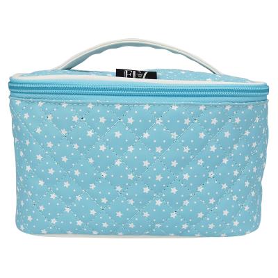 China Eco-friendly Large Capacity Cosmetic Blue Starry Sky Bag Star Stitched Travel Makeup Bag Organizer for sale