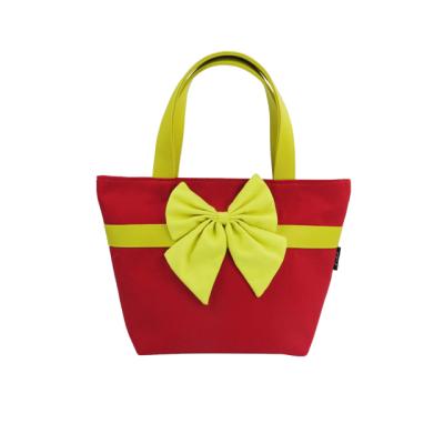 China High Quality Japanese Style Lovely Bow Canvas Shoulder Tote High-Capacity Ladies Hand Bags for sale