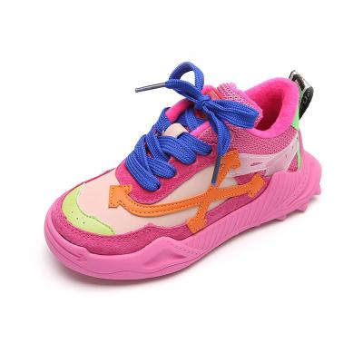 China Spring 2021 Boys Brand Sneakers Lace Up Anti-slippery Girls/Little/Big Kid Fashion Trainers Toddler School Pink Black Sports Shoes for sale