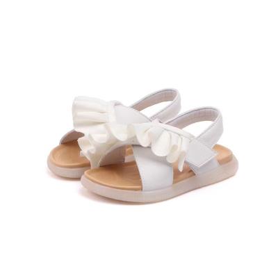 China 2022 Summer Kids Fashion Princess Party Shoes Baby Girls Breathable Sandals Shoes Kids Flats Pearl Ruffles Toddler Soft Sole Sandal for sale