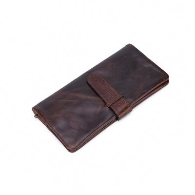 China Long Travel Wax Oil Clip Money Leather Passport Slim Wallet Rfid For Men for sale