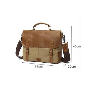 China Wholesale Men's Office Waxed Canvas Leather Briefcase Latop Travel Briefcase Messenger Bag For Men Document File for sale