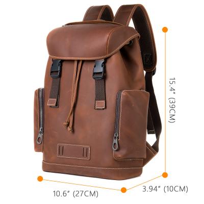 China Amazon Waterproof Hot Selling Embossed Camera Rucksack School Backpack Genuine Leather Laptop Bag Backpack for sale