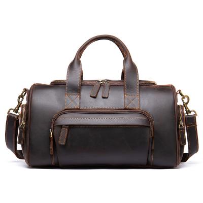 China Waterproof Personalized Full Grain Leather Luggage Handbag Men's Unique Travel Weekend Christmas Gifts Duffel Bag for sale