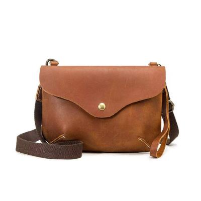 China Fashion Vintage Crazy Horse Genuine Leather Small Cross - Body Bag Sling Messenger Bag For Women for sale