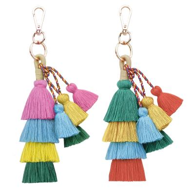 China Bohemian AD. Jewelry Tassel Layered Yarn Key Chain Key Chain Bag Accessories Handmade Decorative Boho Style K68105 for sale