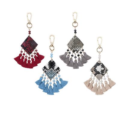 China Bohemian AD. Jewelry Tassel Beads Layered Wires Fish Scale Pattern Key Chain Handmade Decorative Keychain Bag Accessories Style K68093 for sale