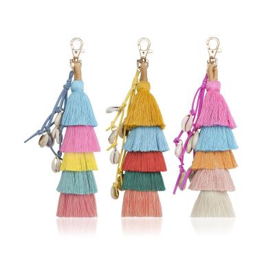 China Bohemian AD. Jewelry Tassel Beads Layered Yarn Key Chain Bag Accessories Handmade Decorative Boho Style K68097 for sale