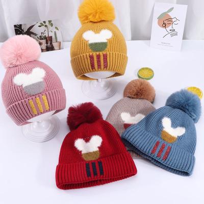 China COMMON Winter Warm Hats Wholesale Warm Acrylic Kids Wool Couples Knitted Beanie Hat Custom Double Logo Winter Outdoor Hats for sale