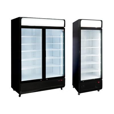 China 2021 Hot Sale Single-temperature Commercial 1000L Double Door Beverage Display Fridge Glass Fridge Cooler for sale