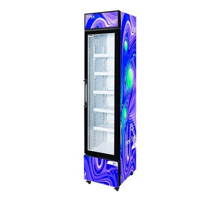 China Single-temperature Finishing Flawless Slim Glass Door Drinks Beverage Fridge Display Fridge for sale