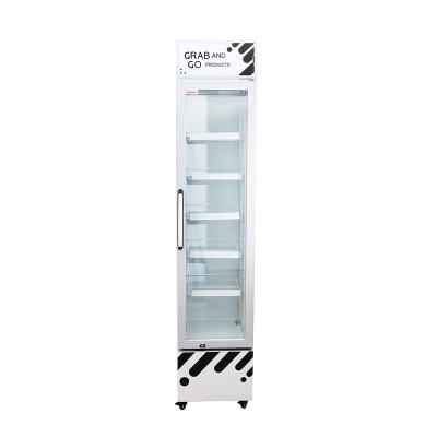 China Upright Single-temperature Supermarket Slim Drinks Display Fridge Cooler Energy Promotion Cooler for sale