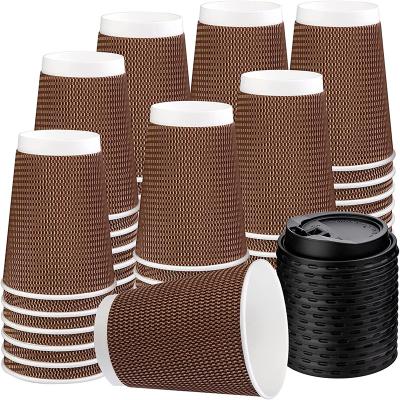 China Disposable OEM ODM Customized wholesale disposable rippled paper cups for hot coffee tea and cold drinks for sale