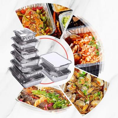 China Recycle square heat sealable aluminum foil baking containers Tableware Fast Food Container for sale