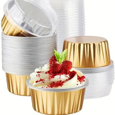 China Recycle Modern luxury black gold aluminum disposable lunch dessert box microwave baking utensils aluminum foil container for sale