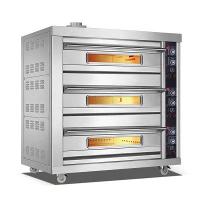 China Bakery 3 Decks 9 Trays Gas Deck Oven With For Bread&Cookie&Pizza/ Bakery Machine for sale