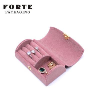 China FORTE Mini Eco-Friendly Velvet Jewelry Organizer Ring Storage Travel Custom Jewelry Box for sale