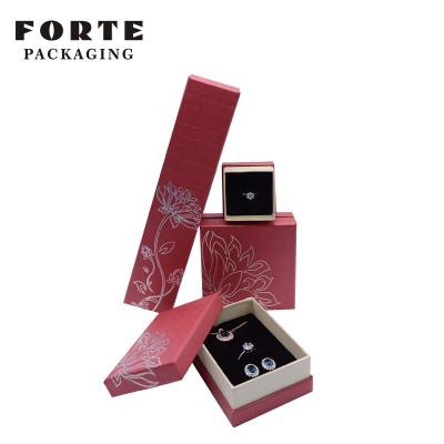 China FORTE Jewelry Boxes Paper Eco-friendly Velvet Jewelry Box Custom Jewelry Box Set With Flower Pattern for sale