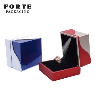 China Recyclable FORTE Personalized Luxury Plastic Jewelry Ring Box With Led Light Jewelry Packaging Box for sale