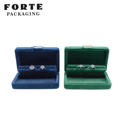 China Ring Velvet Jewelry Box Eco-Friendly Blue 'Jewelry' Boxes_For_Jewelry FORTE Double Logo In Stock for sale