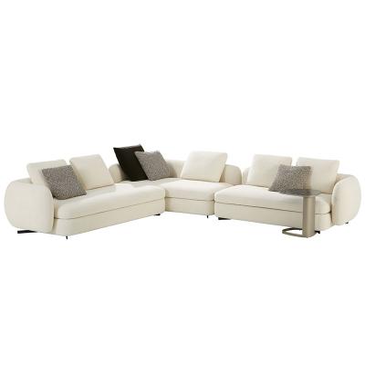 China Modular Durable High Quality White Wool Fabric Sofa L Shape Sofa Comfortable Modern Living Room Sectional Sofa for sale