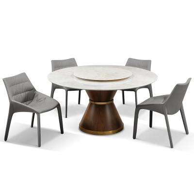 China With Lazy Unique Design Hot Sale Susan Turning Center (Rotating Center) Round Steel Low Marble Dining Table for sale