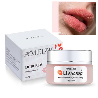 China Sugar Lipscrub Pink Strawberry Cute Natural Exfoliating Lip Balm Container Vegan Moisturizer Custom Organic Lip Gloss Base for sale