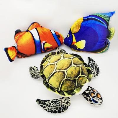 China Wholesale Plush Simulation Printing Fish Tropical Sea Animals Clown Fish Marine Plush Toys for sale