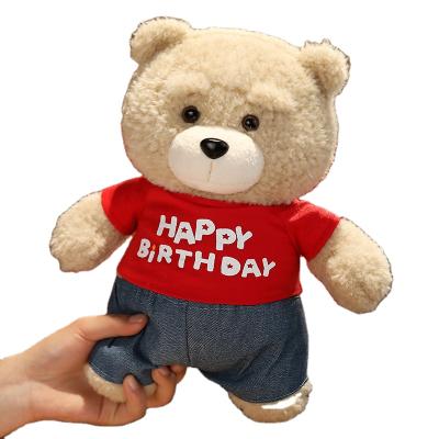 China Hot Selling 30CM Plush Toy Birthday Gift Stuffed Teddy Bear Plush Toys Stuffed Bear With Printed Coat for sale