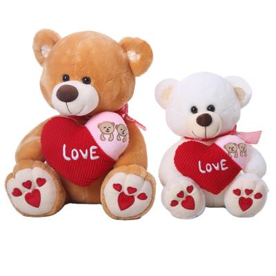 China Wholesale Plush Stuffed Teddy Bear Valentine's Day Plush Toys LOVE Teddy Bear Mascot Costume With Heart for sale