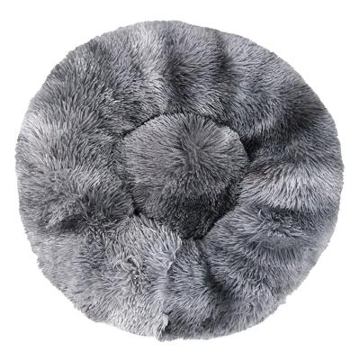 China Breathable Washable Long Round Faux Fur Dye Link Pet Bed Comfortable Dog Cat Donut Cat Bed for sale