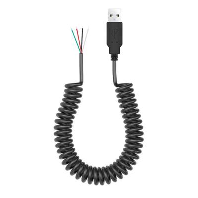 China Coiled Spring Wire USB to Open 4 Tinned Bare Wires End Cable for sale