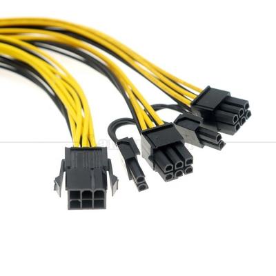 China GPU 6 PIN to Dual 8 PIN 18AWG PCI Express Motherboard Power Supply Adapter PCIe Extension Cable for sale