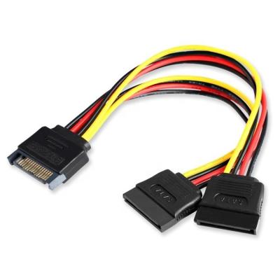 China Male to Female Data Sata 15 Pin Power Y Splitter Cable for Computer  HDD SSD PC Case for sale