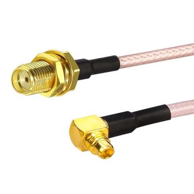 China RG316 90 graden rechthoek MMCX Man tot SMA Vrouwelijke Antenne Pigtail RF Coaxial Cable Te koop